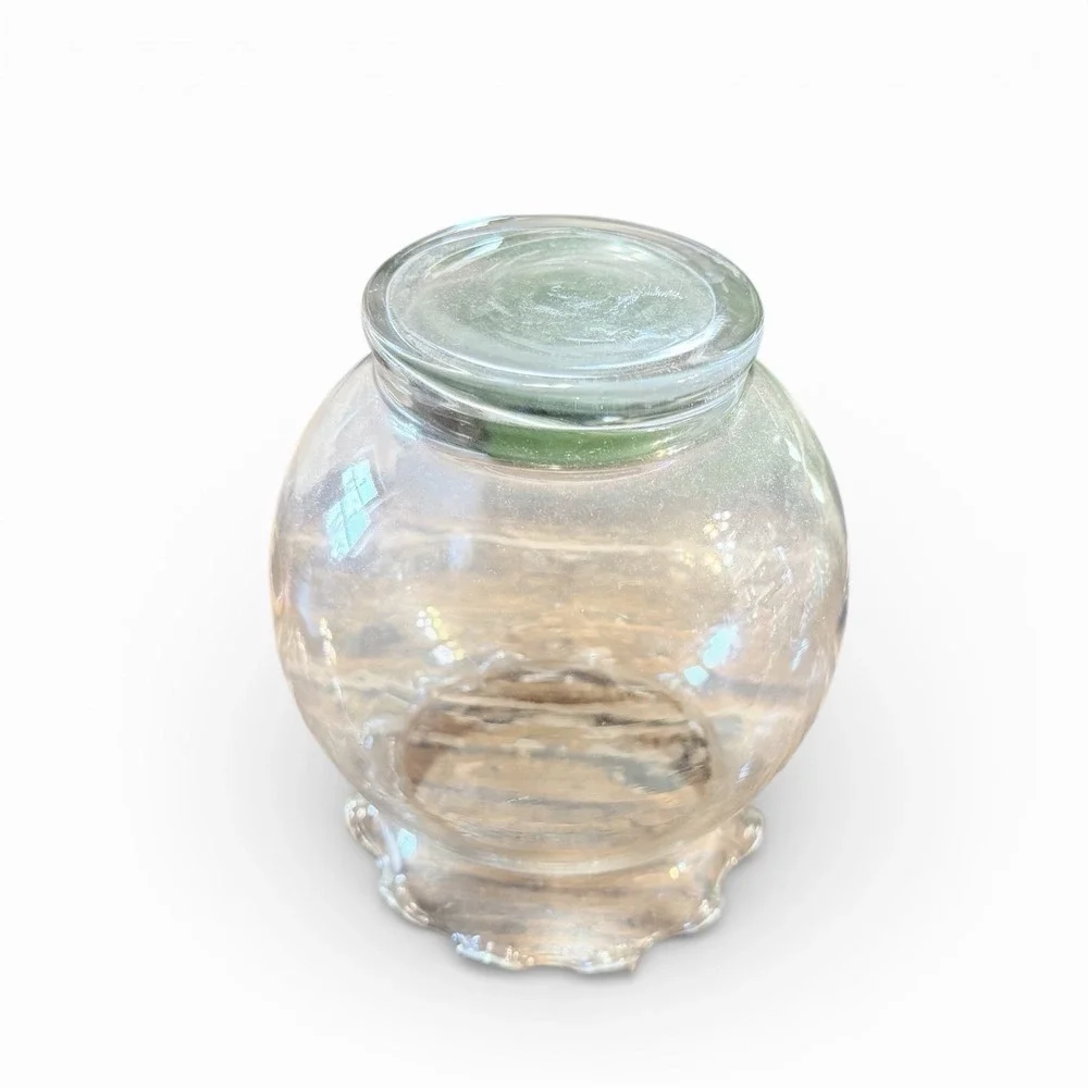 Vintage Clear‎ Glass Ruffled Edge Vase